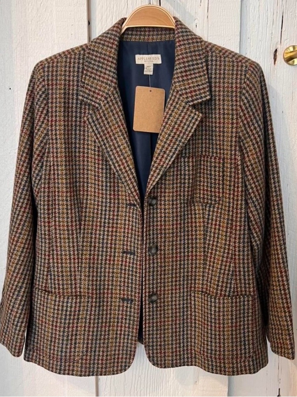 Appleseed's Brown Multi Houndstooth Wool-Blend Blazer